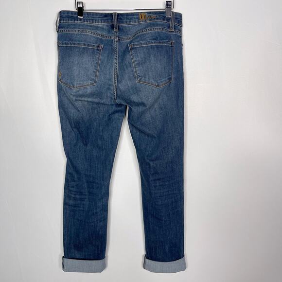 Kut from The Kloth Size 4 Boyfriend Straight Leg Jeans Cuffed Bottom Medium Wash - Picture 2 of 9